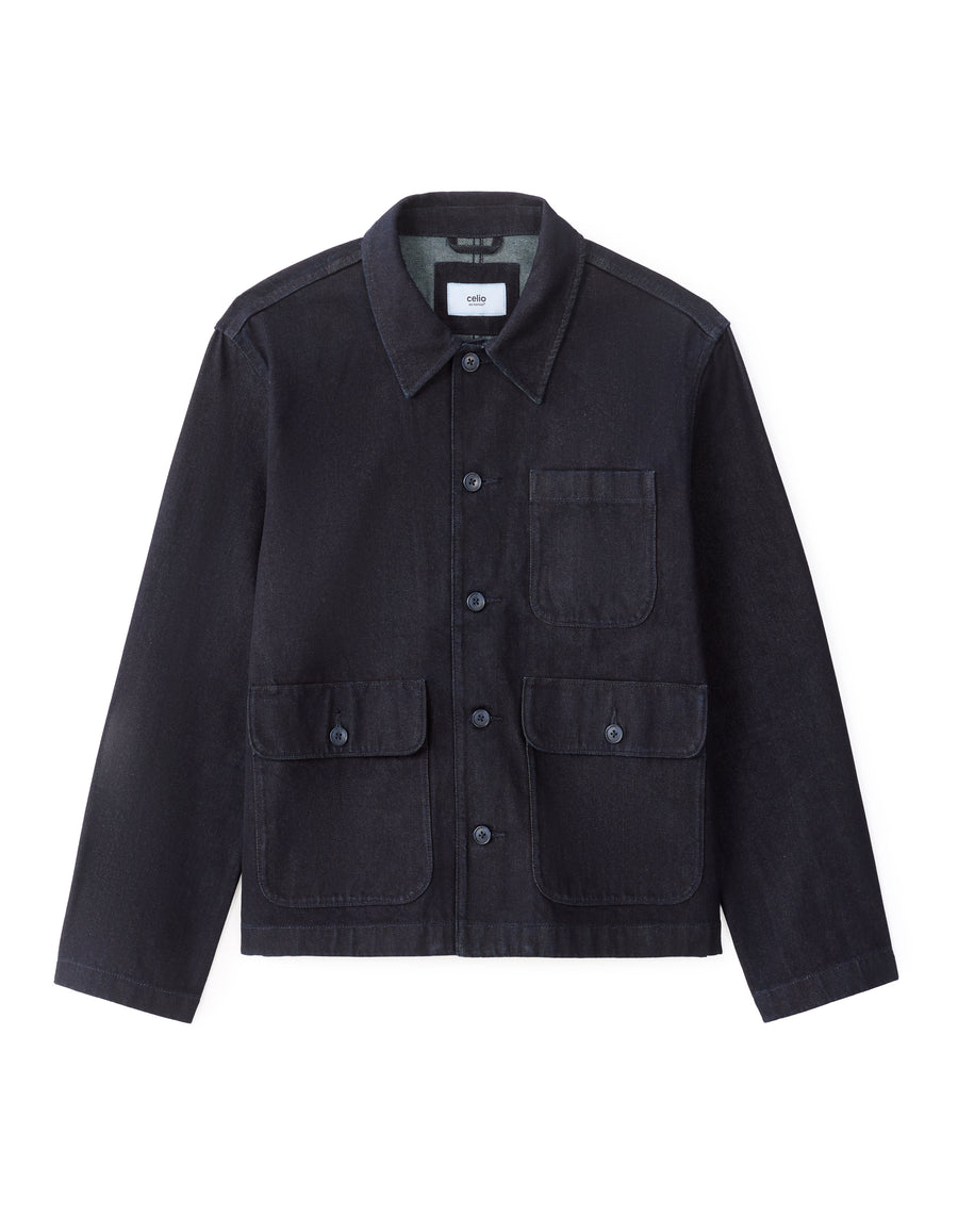 Boxy Fit 100% Cotton Solid Spread Collar Jackets - Navy Blue