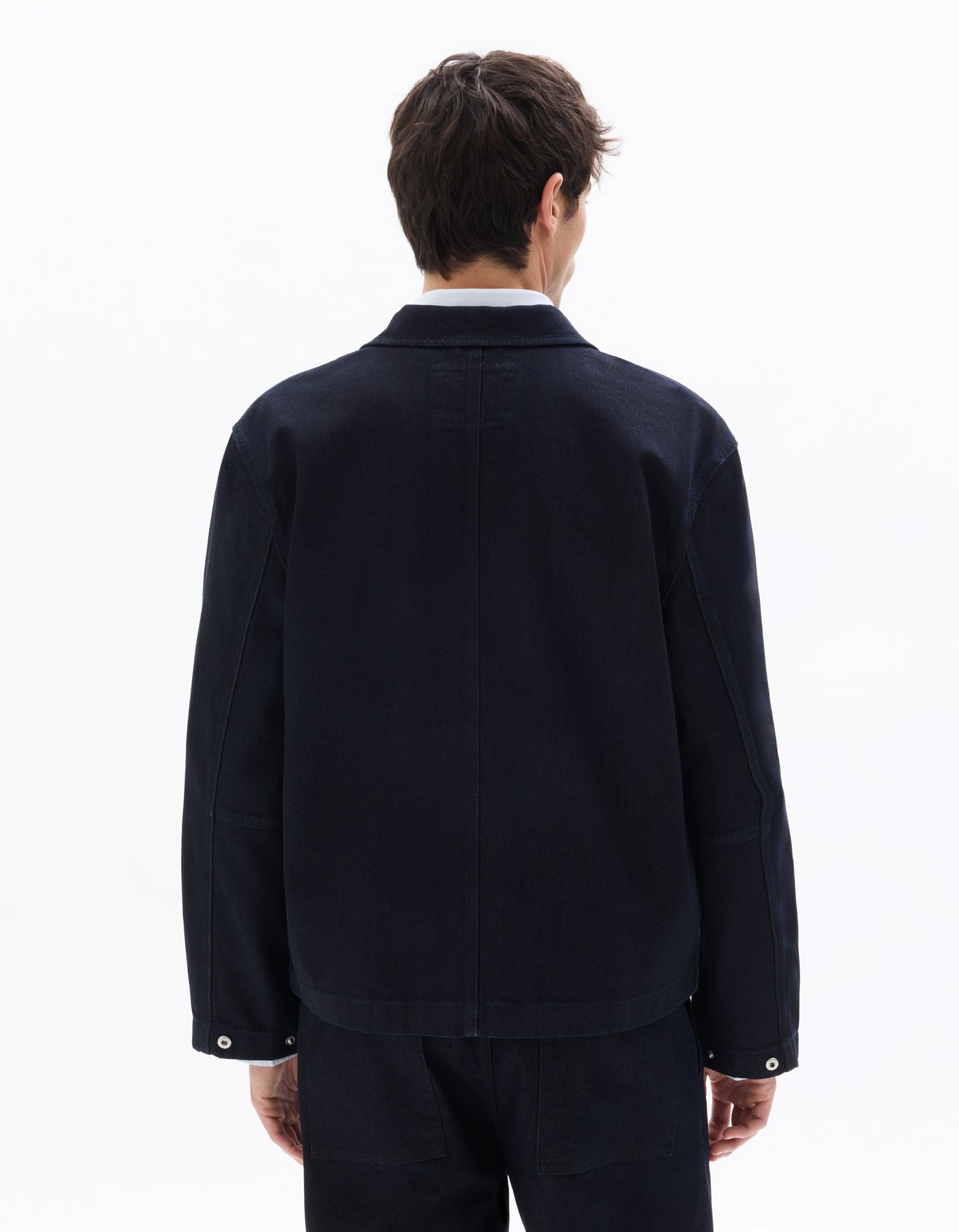 Boxy Fit 100% Cotton Solid Spread Collar Jackets - Navy Blue