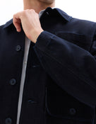 Boxy Fit 100% Cotton Solid Spread Collar Jackets - Navy Blue