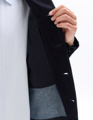 Boxy Fit 100% Cotton Solid Spread Collar Jackets - Navy Blue