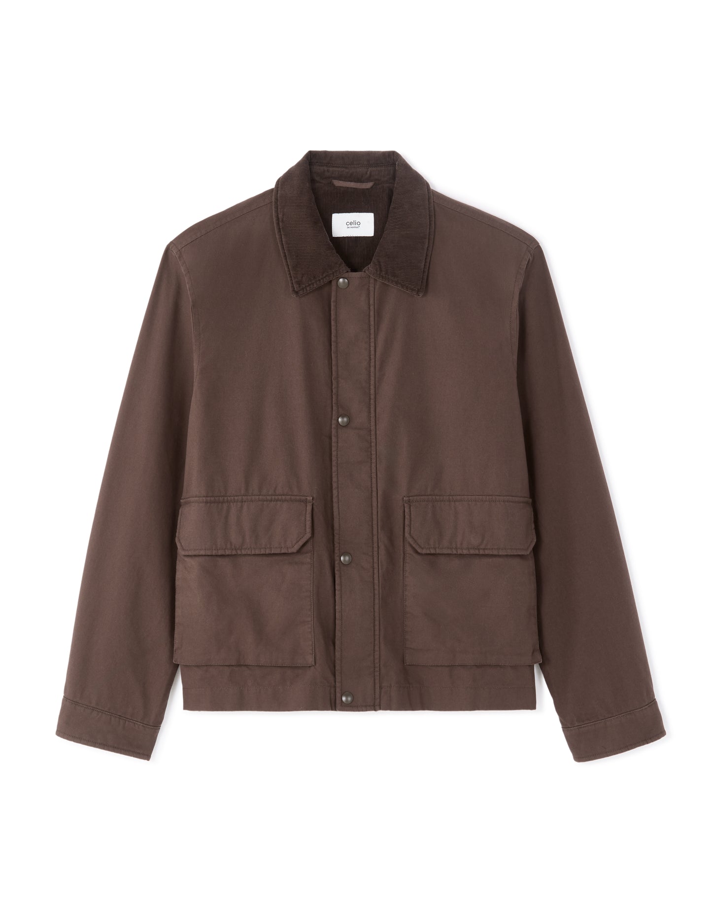 Regular Fit 100% Cotton Solid Spread Collar Jackets - Brown