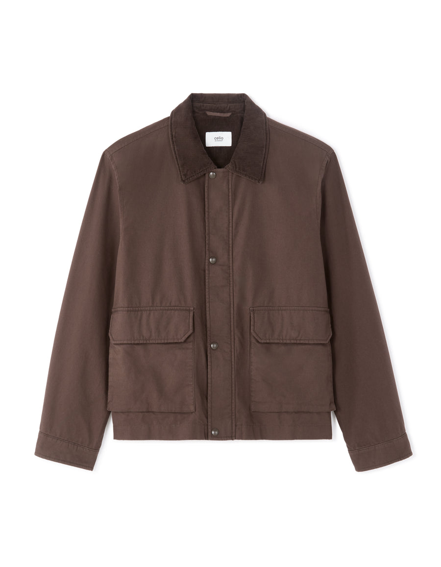 Regular Fit 100% Cotton Solid Spread Collar Jackets - Brown
