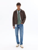 Regular Fit 100% Cotton Solid Spread Collar Jackets - Brown