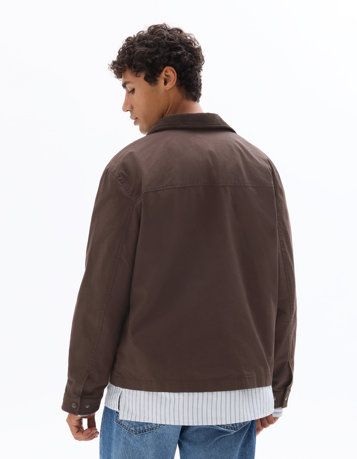 Regular Fit 100% Cotton Solid Spread Collar Jackets - Brown