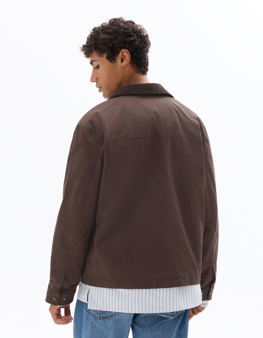 Regular Fit 100% Cotton Solid Spread Collar Jackets - Brown