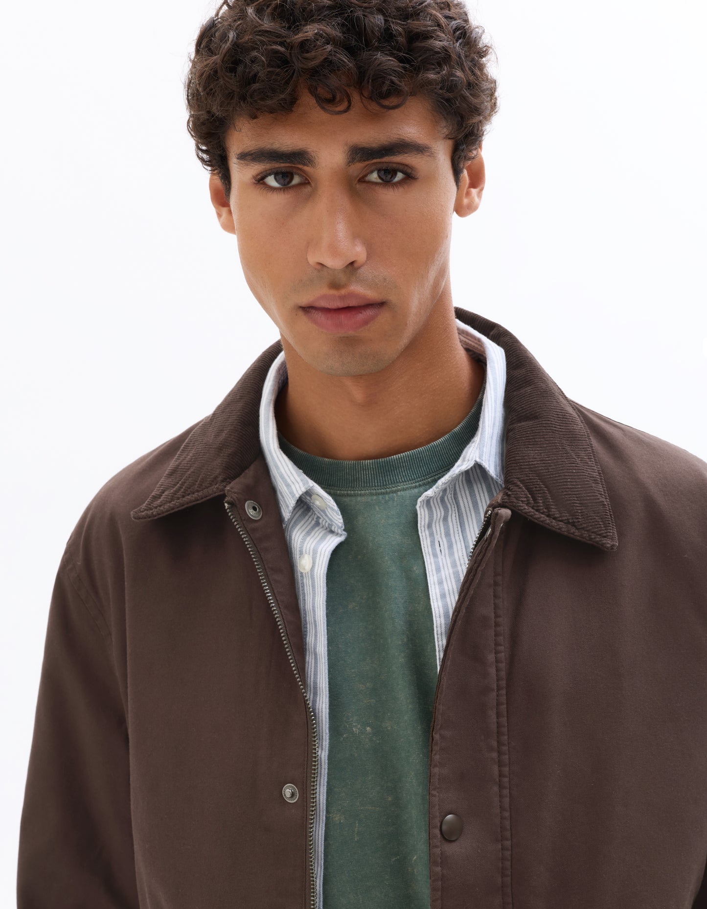 Regular Fit 100% Cotton Solid Spread Collar Jackets - Brown