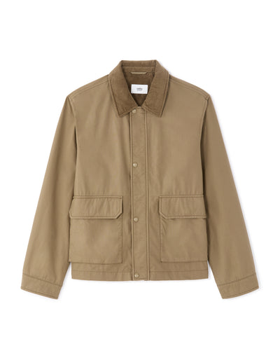 Regular Fit 100% Cotton Spread Collar Jacket - Khaki