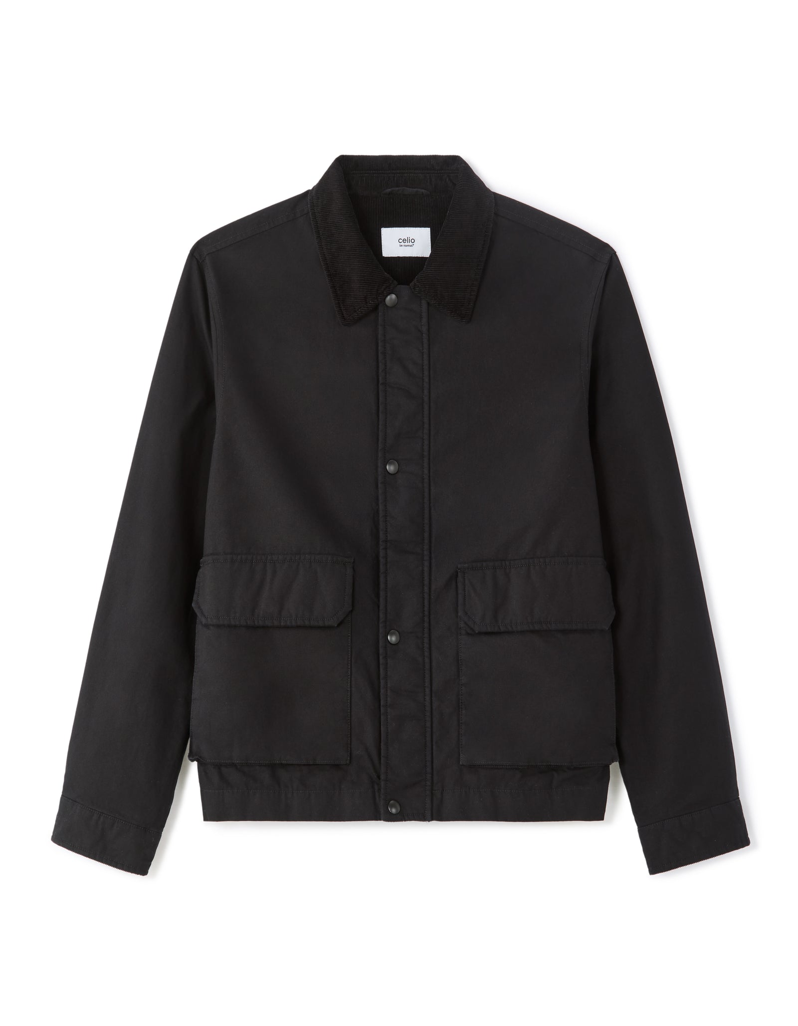 Regular Fit 100% Cotton Spread Collar Jacket - Black
