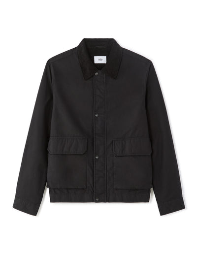 Regular Fit 100% Cotton Spread Collar Jacket - Black