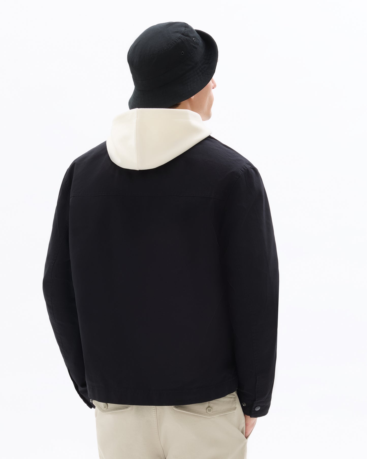 Regular Fit 100% Cotton Spread Collar Jacket - Black