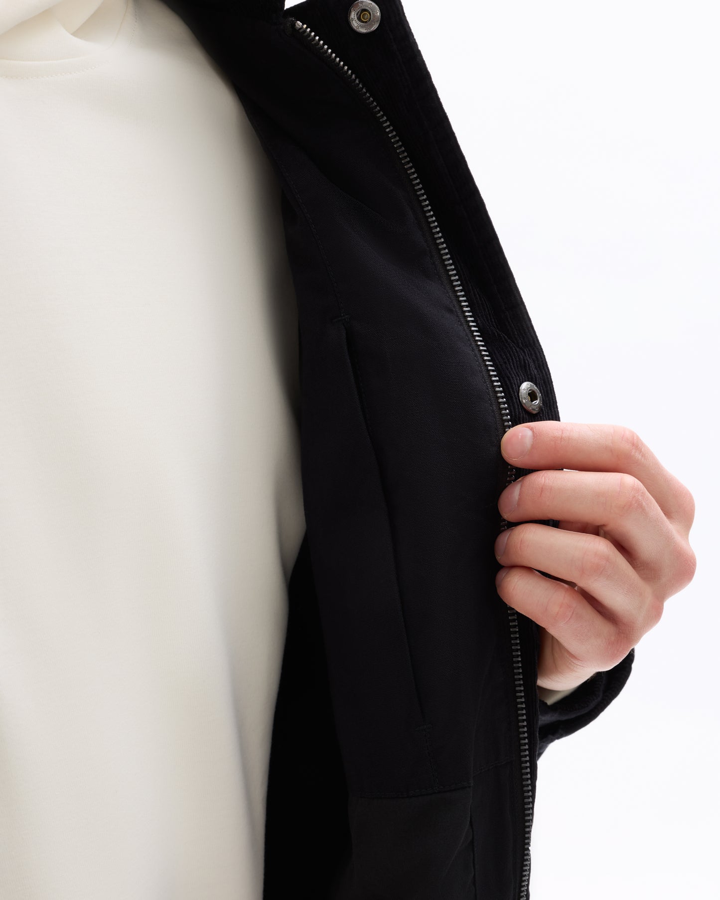 Regular Fit 100% Cotton Spread Collar Jacket - Black