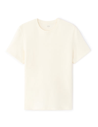 Regular Fit 100% Cotton Textured Round Neck T-Shirt - White