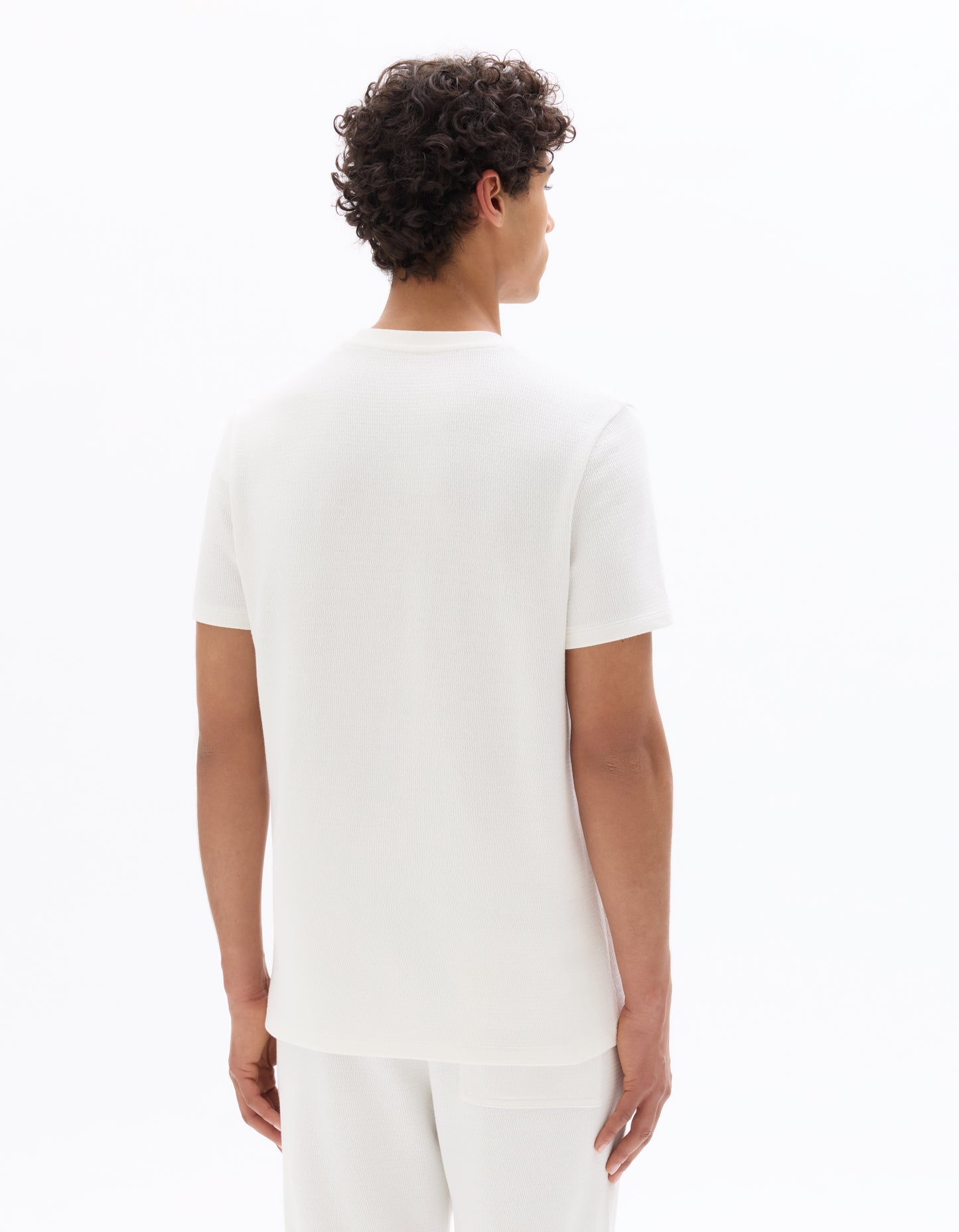 Regular Fit 100% Cotton Textured Round Neck T-Shirt - White