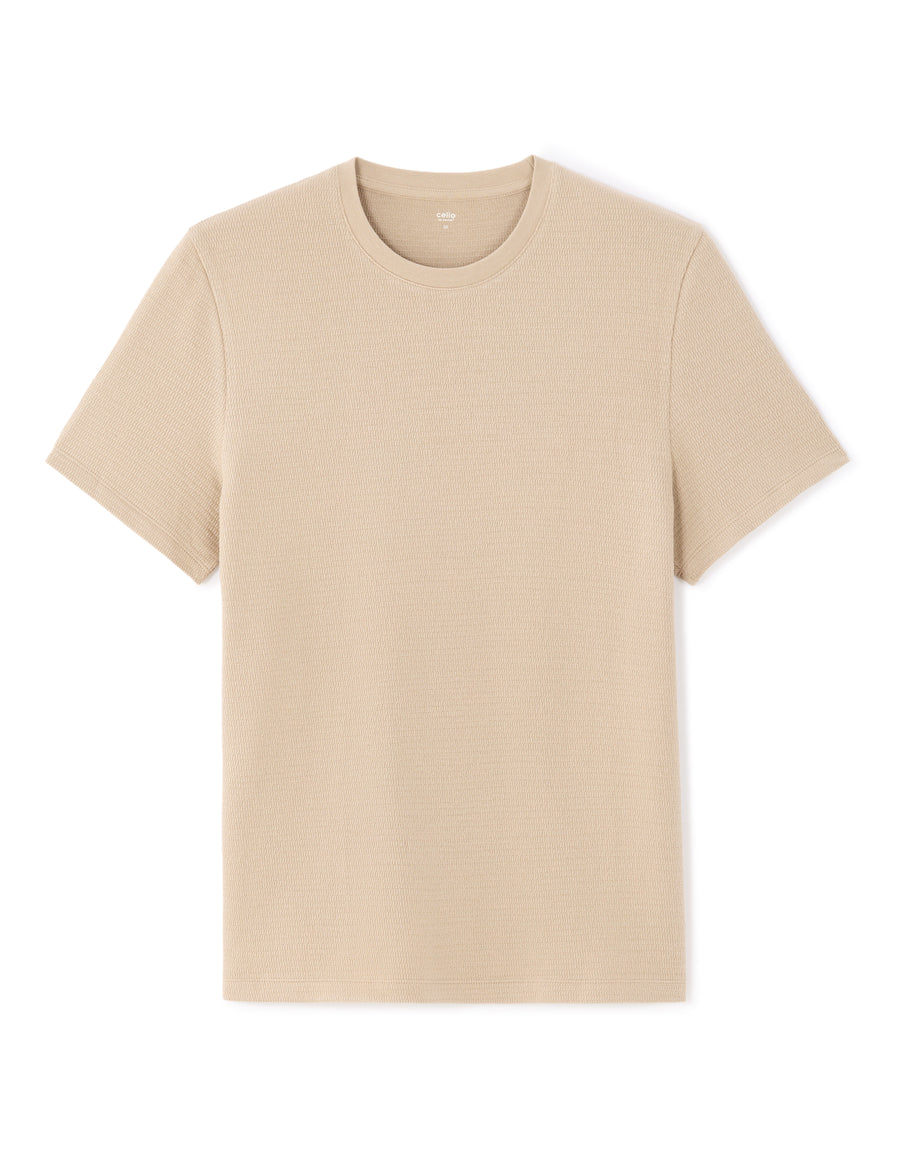 Regular Fit 100% Cotton Textured Crew Neck T-Shirts