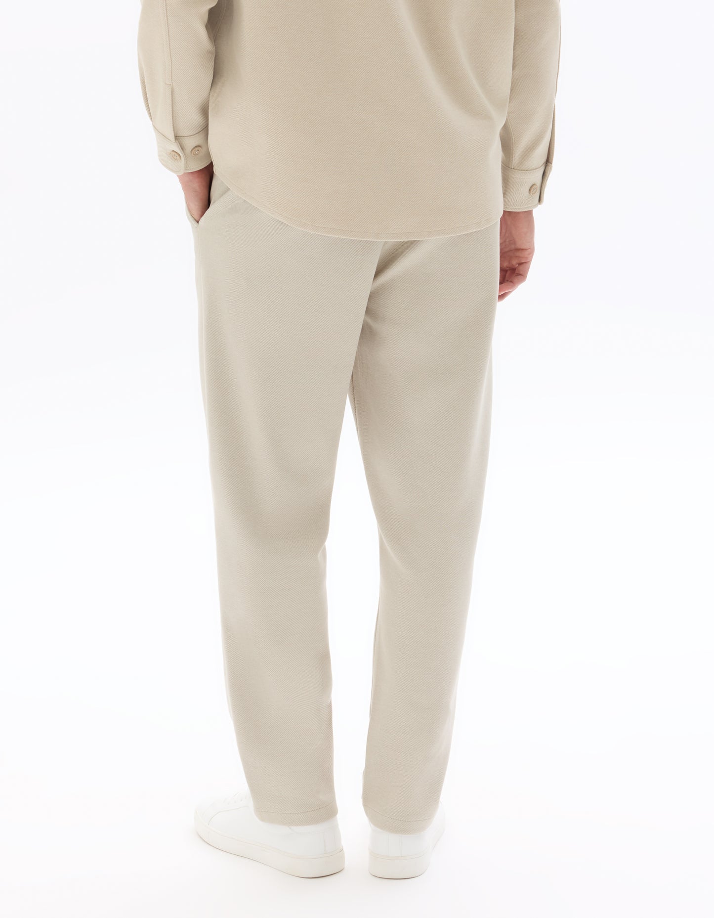 Straight Fit Poly-Cotton Solid Casual Trouser - Beige