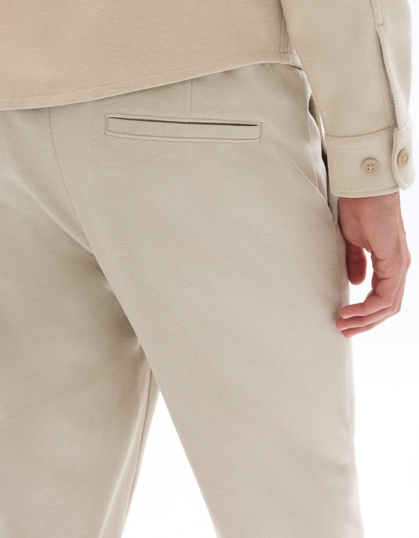 Straight Fit Poly-Cotton Solid Casual Trouser - Beige
