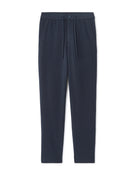 Straight Fit Poly-Cotton Solid Casual Trouser - Navy Blue