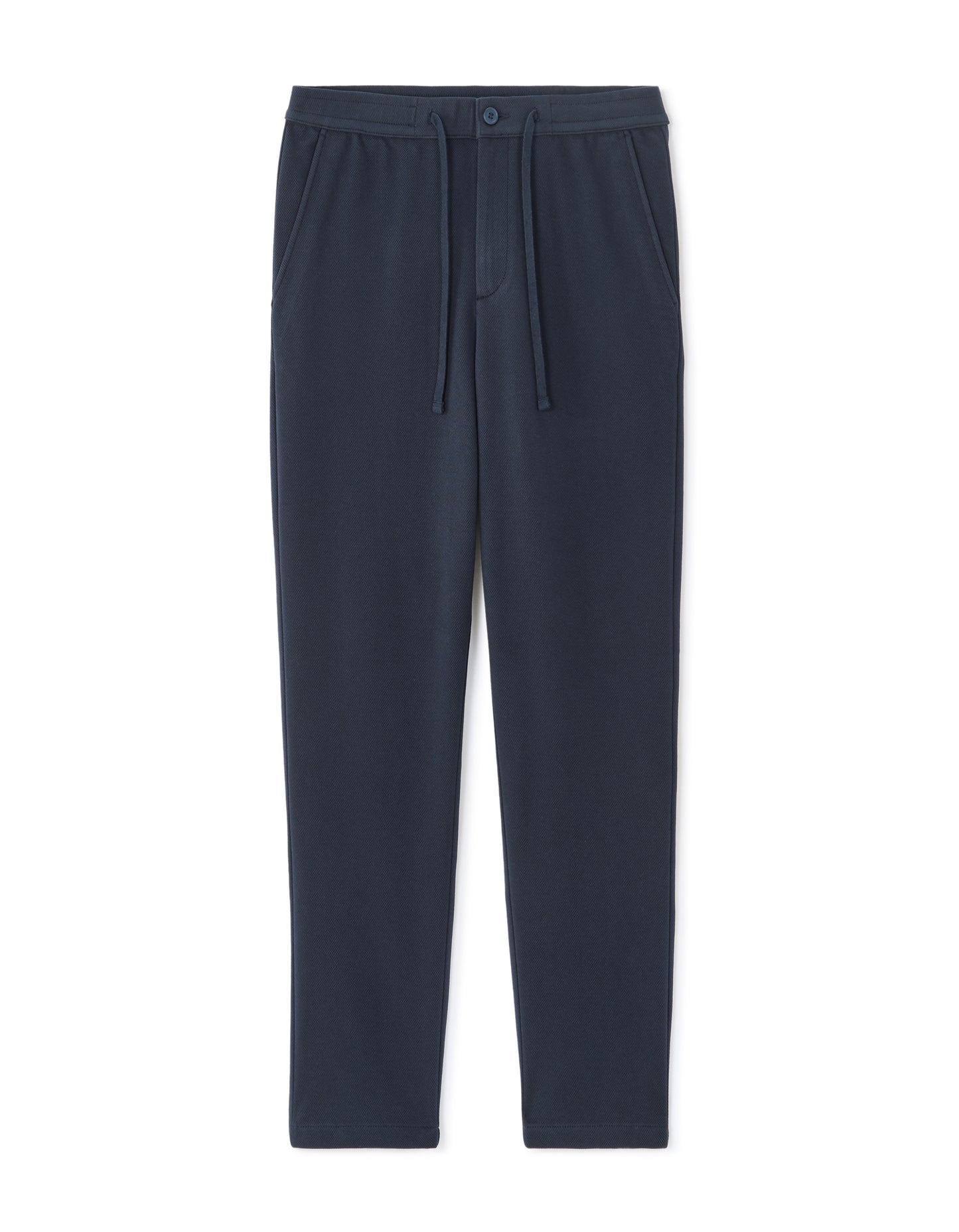 Straight Fit Poly-Cotton Solid Casual Trouser - Navy Blue