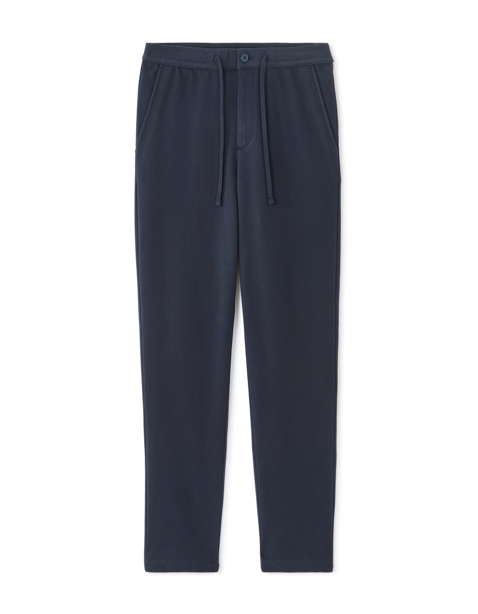 Straight Fit Poly-Cotton Solid Casual Trouser - Navy Blue