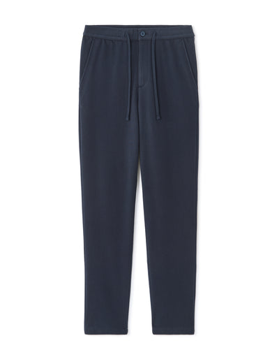 Straight Fit Poly-Cotton Solid Casual Trouser - Navy Blue