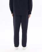 Straight Fit Poly-Cotton Solid Casual Trouser - Navy Blue