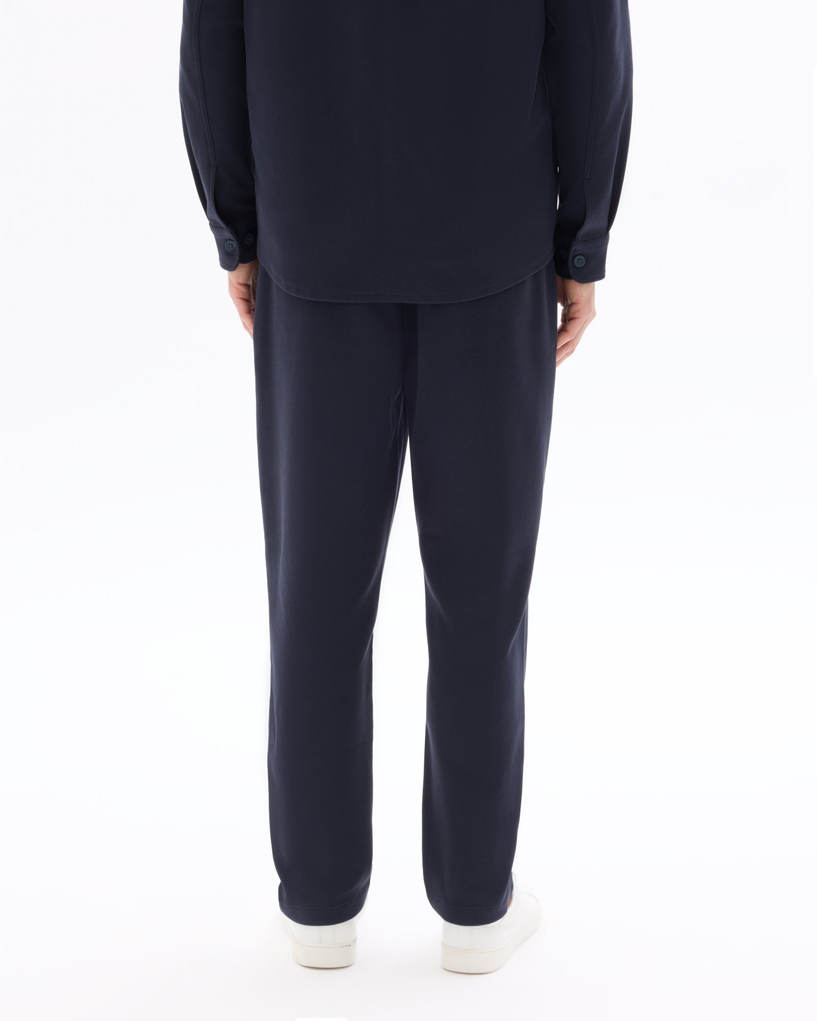 Straight Fit Poly-Cotton Solid Casual Trouser - Navy Blue