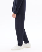 Straight Fit Poly-Cotton Solid Casual Trouser - Navy Blue