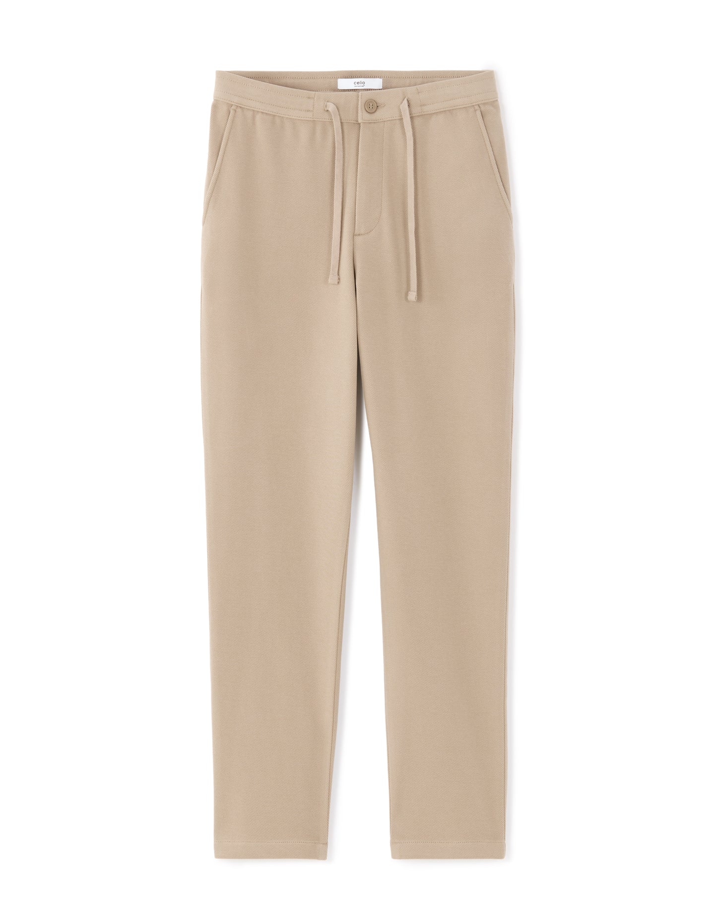Straight Fit Poly-Cotton Solid Casual Trouser - Brown
