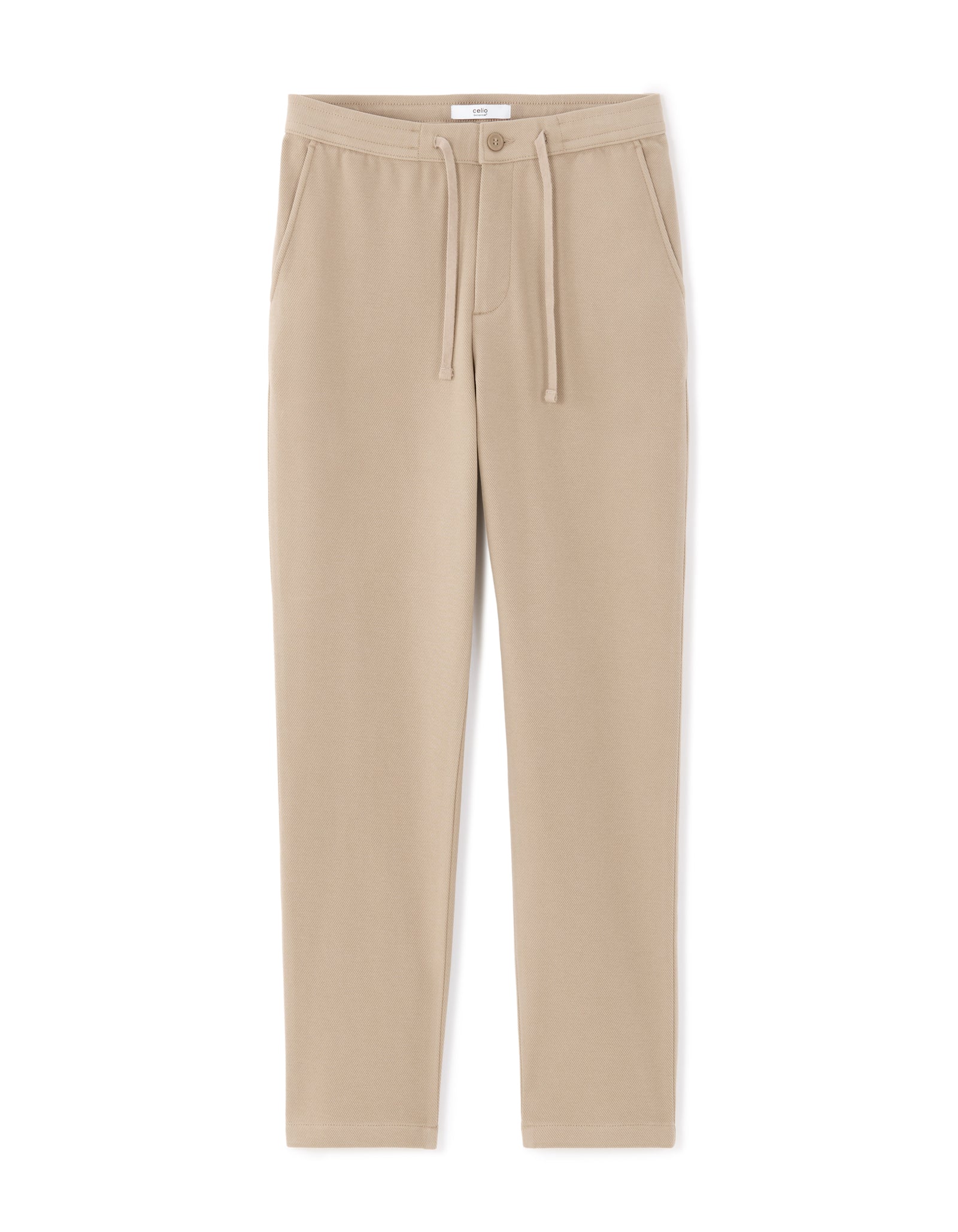 Straight Fit Poly-Cotton Solid Casual Trouser - Brown