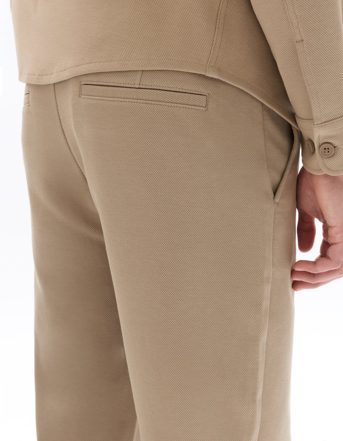 Straight Fit Poly-Cotton Solid Casual Trouser - Brown