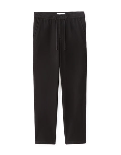 Straight Fit Poly-Cotton Solid Casual Trouser - Black