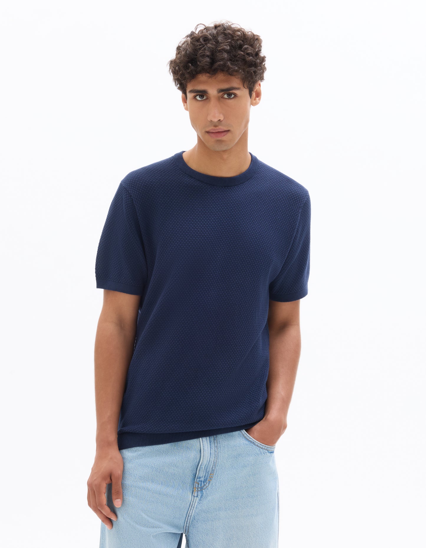 Regular Fit 100% Cotton Crew Neck T-Shirt - Navy Blue