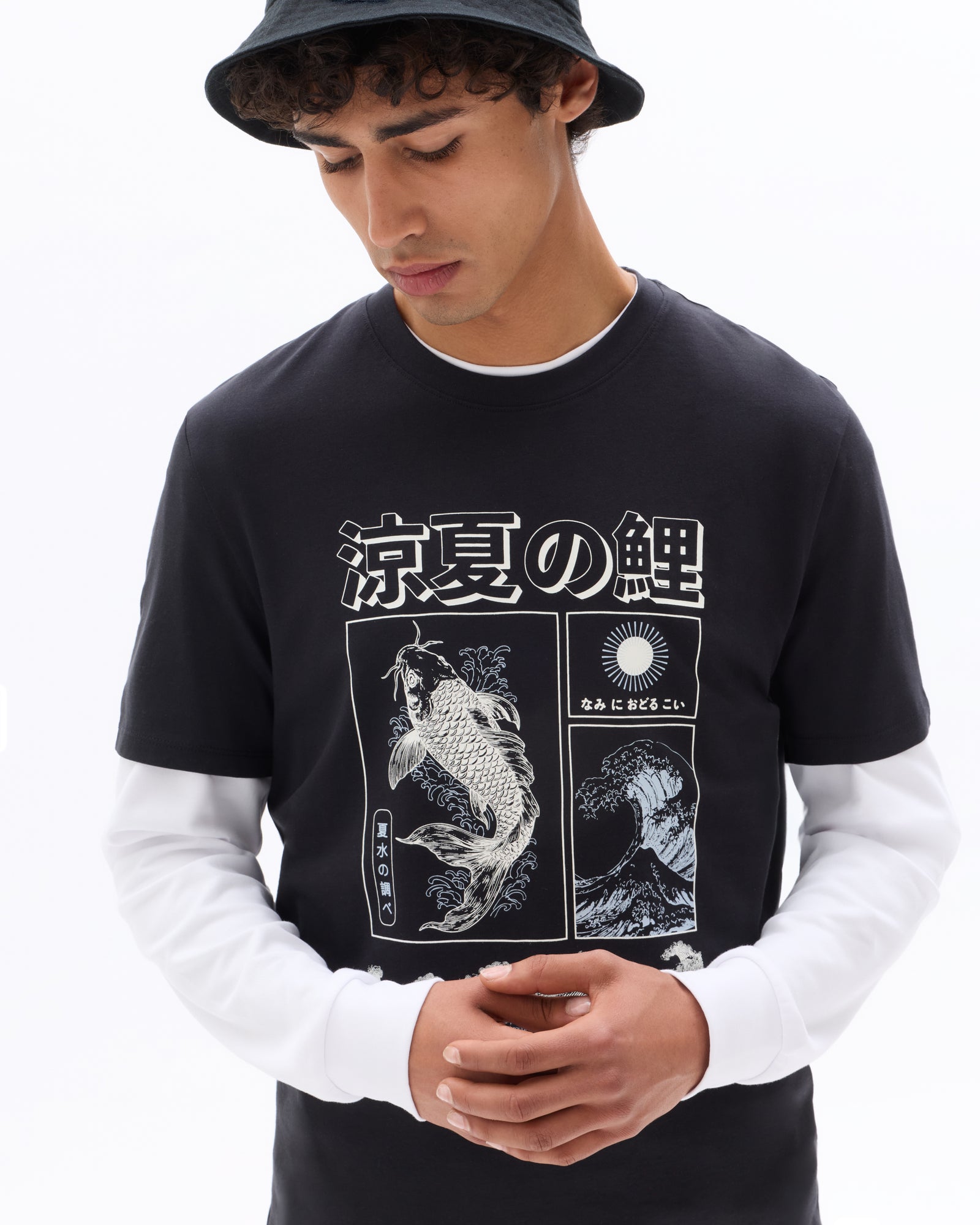 Regular Fit 100% Cotton Printed Round Neck T-Shirt - Black