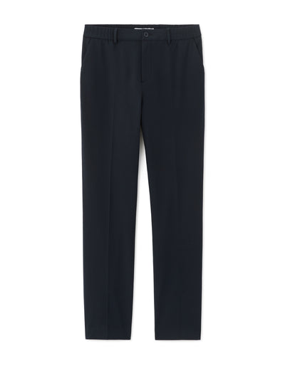 Straight Fit Polyester Casual Trousers - Navy Blue