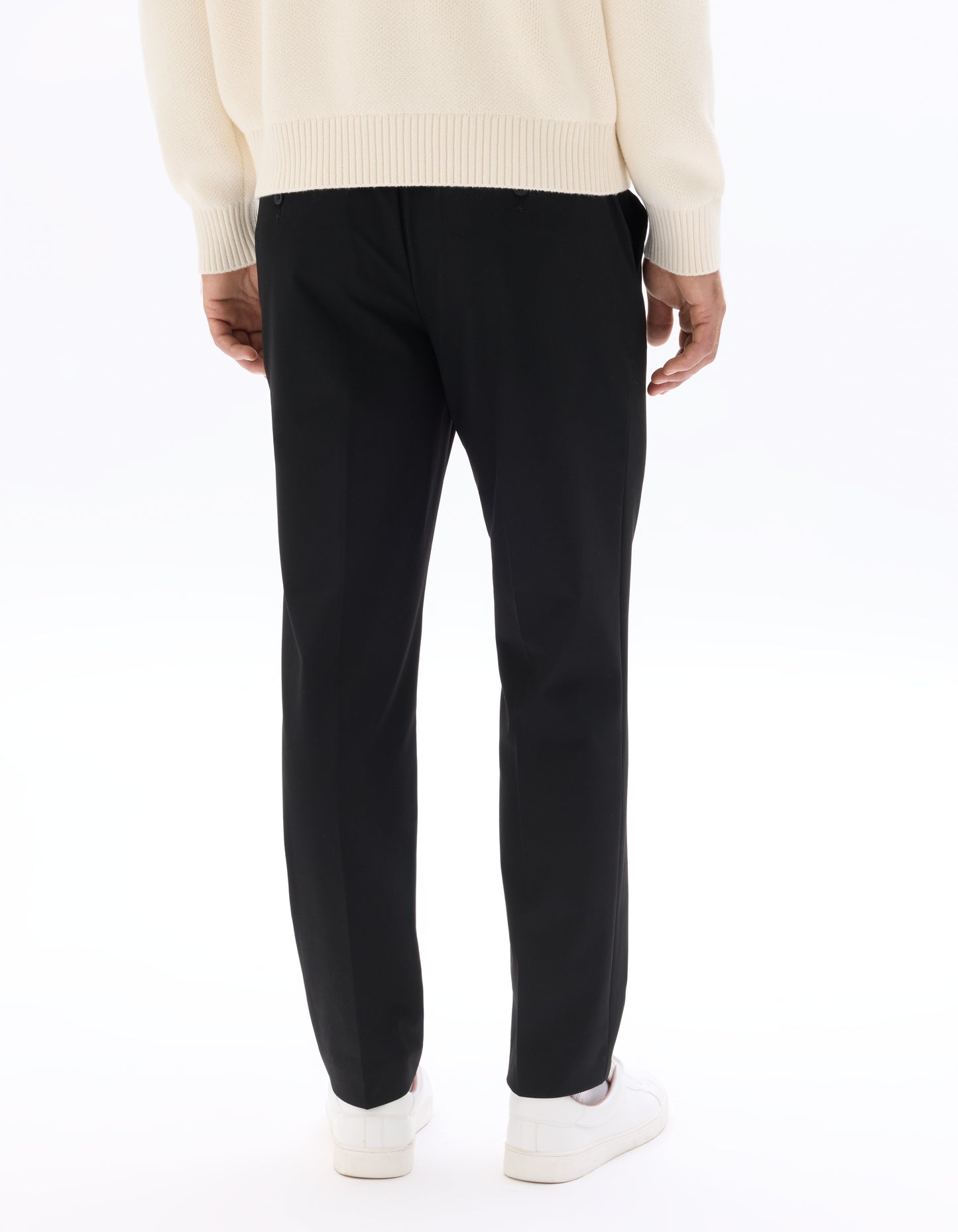 Straight Fit Poly Viscose Casual Trousers - Black