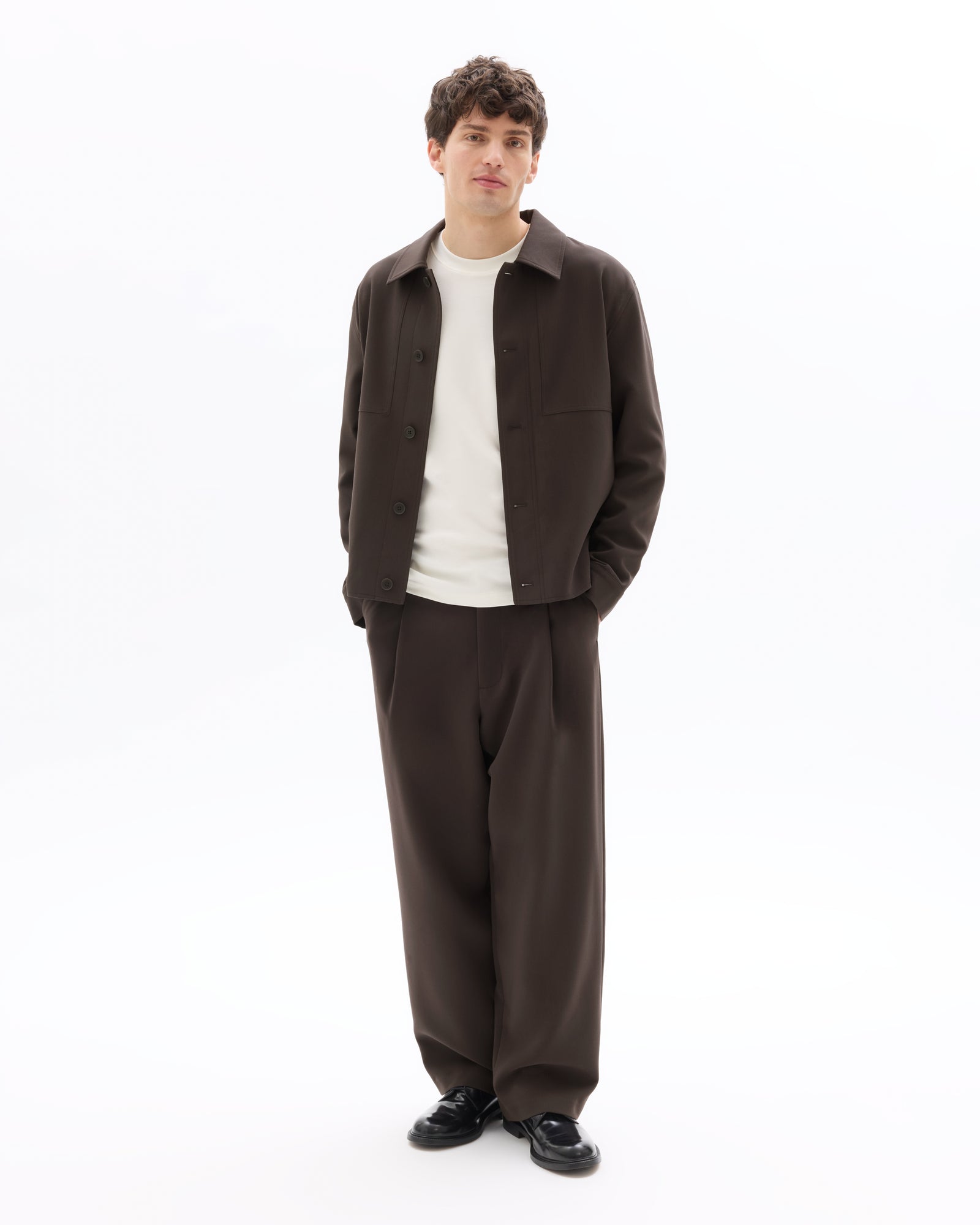 Regular Fit Poly Viscose Spread Collar Jacket - Brown