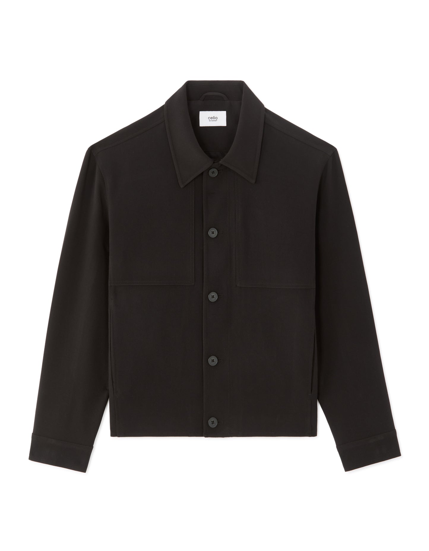 Regular Fit Poly Viscose Spread Collar Jacket - Black