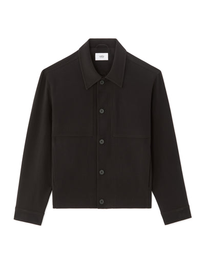Regular Fit Poly Viscose Spread Collar Jacket - Black