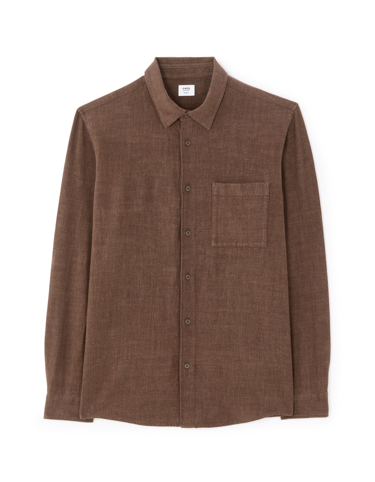 Regular Fit Viscose blend Solid Spread Collar Shirts - Brown
