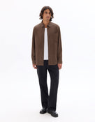 Regular Fit Viscose blend Solid Spread Collar Shirts - Brown