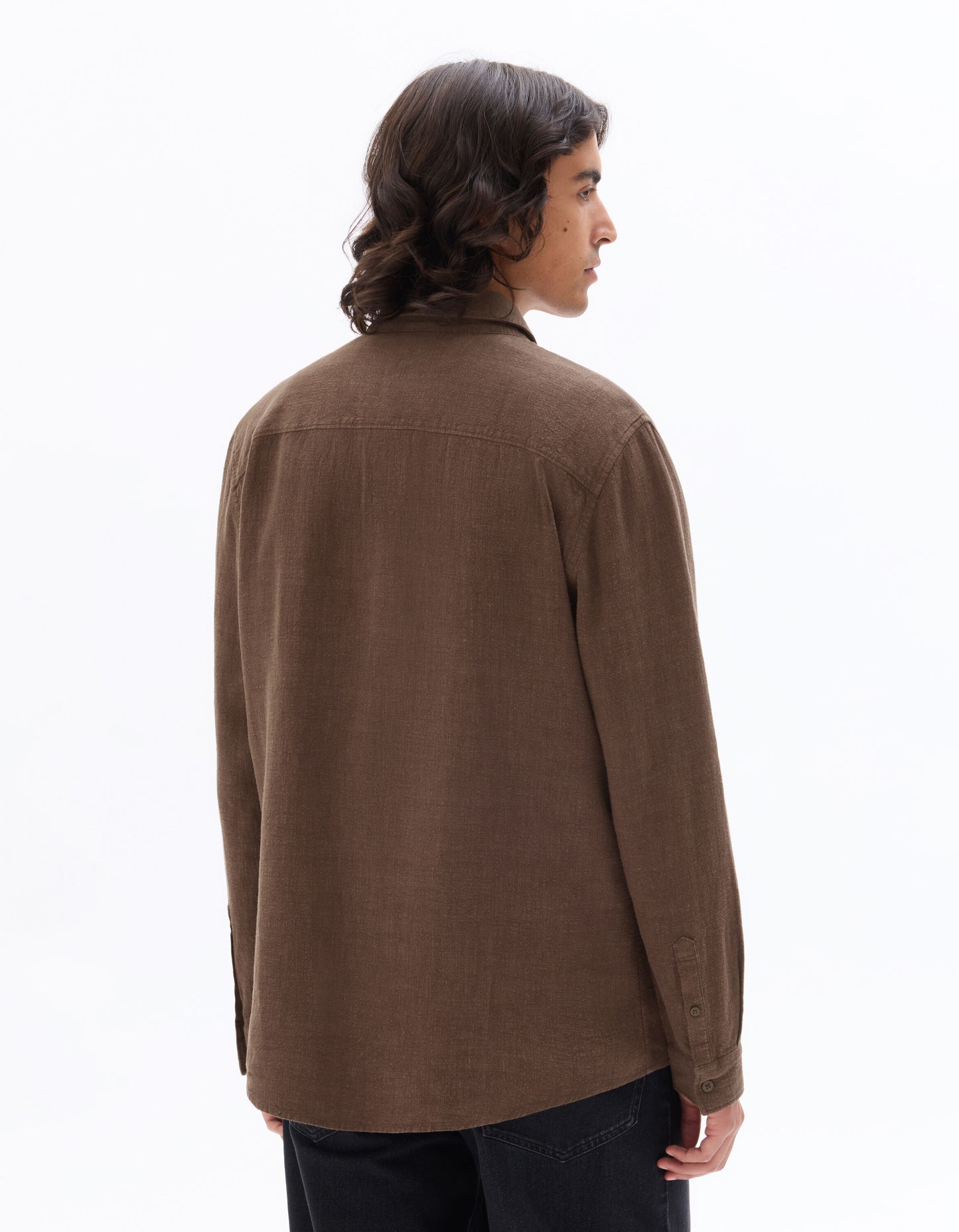 Regular Fit Viscose blend Solid Spread Collar Shirts - Brown