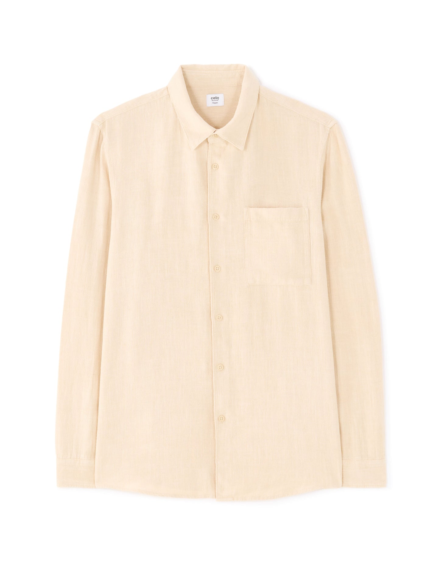 Regular Fit Viscose blend Solid Spread Collar Shirts - Beige