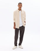 Regular Fit Viscose blend Solid Spread Collar Shirts - Beige
