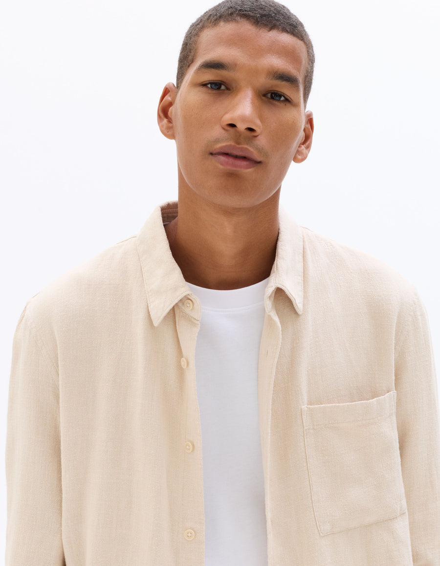 Regular Fit Viscose blend Solid Spread Collar Shirts - Beige