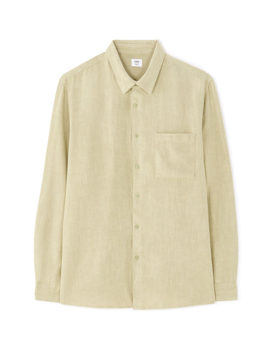 Regular Fit Viscose blend Solid Spread Collar Shirts - Green