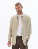 Regular Fit Viscose blend Solid Spread Collar Shirts - Green