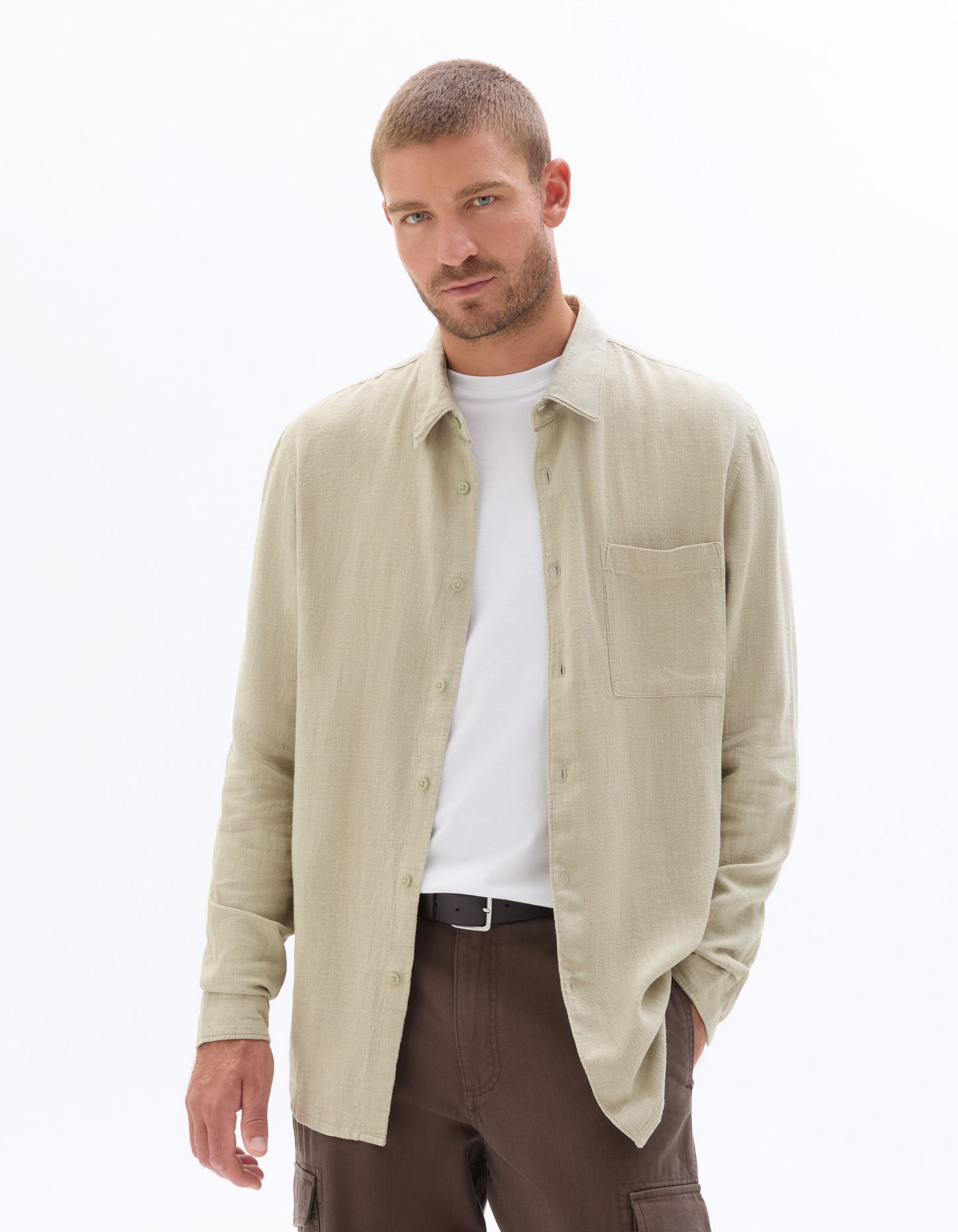 Regular Fit Viscose blend Solid Spread Collar Shirts - Green