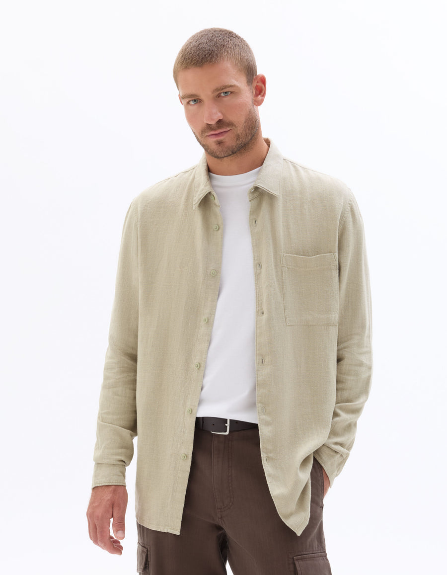 Regular Fit Viscose blend Solid Spread Collar Shirts - Green
