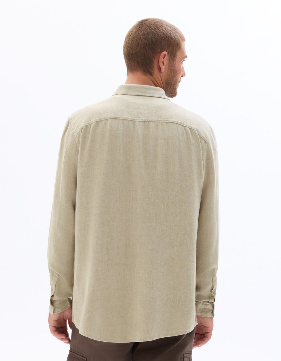 Regular Fit Viscose blend Solid Spread Collar Shirts - Green