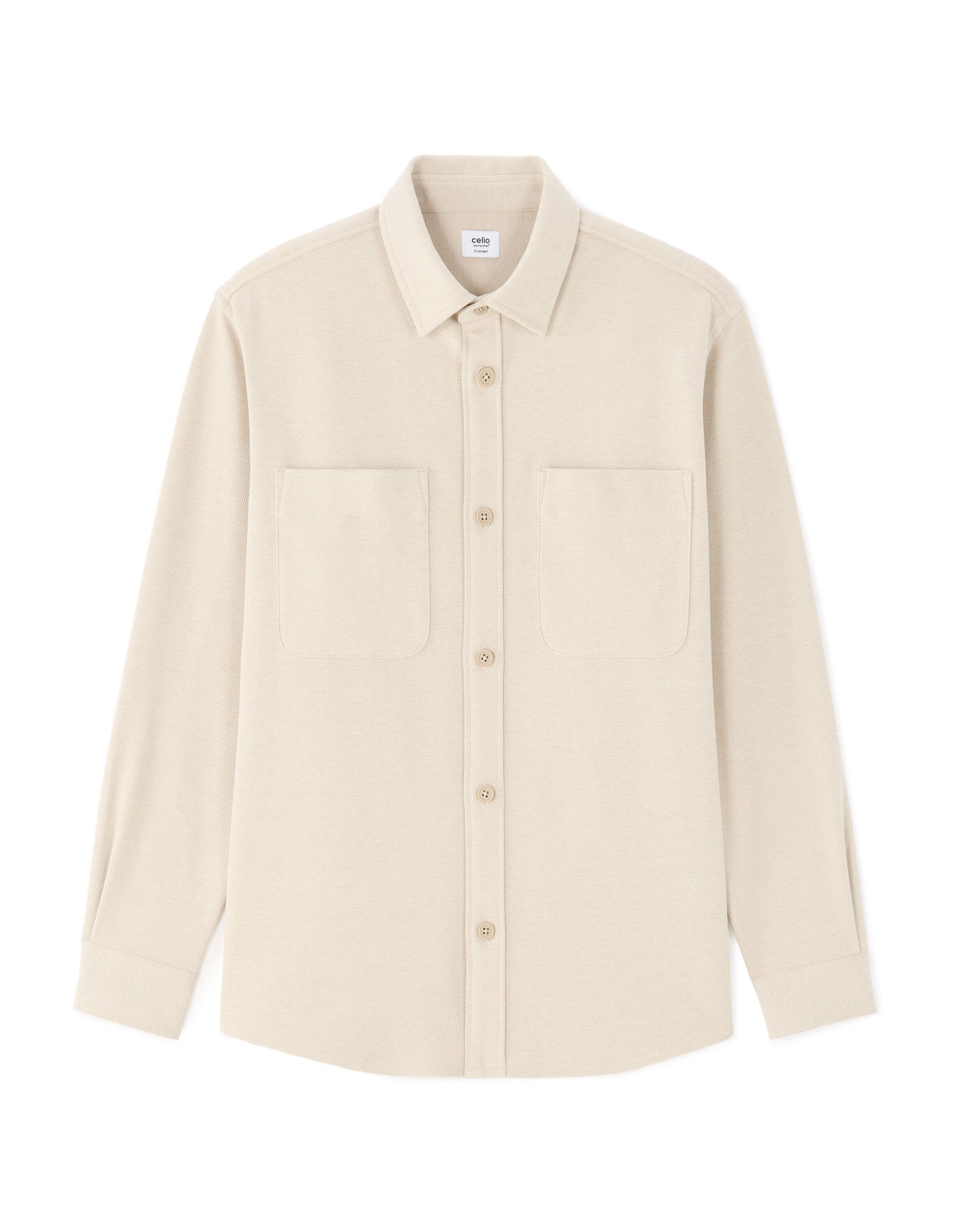 Oversized Fit Poly-Cotton Regular Collar Shirts - Beige